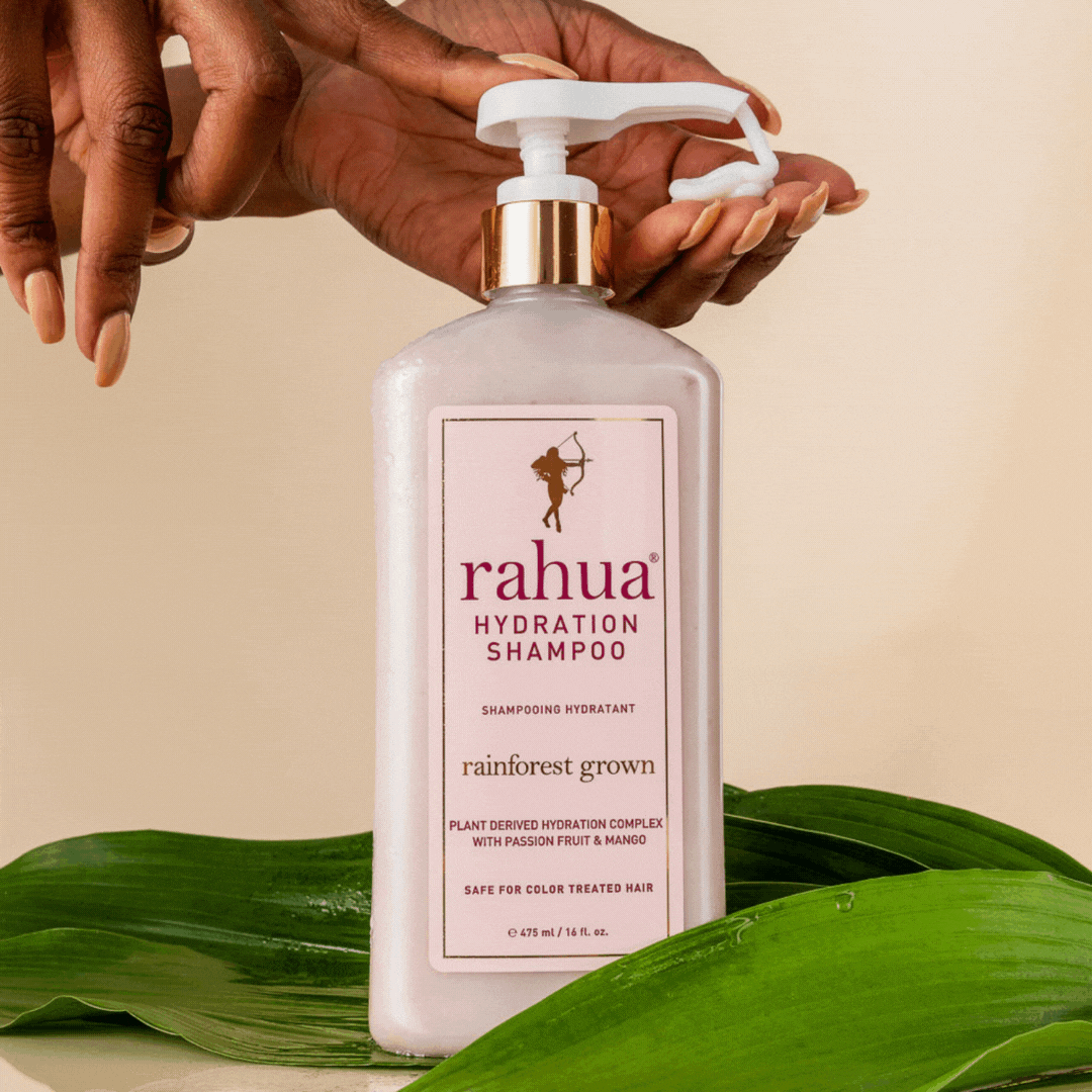 gif of model dispensing hydration shampoo onto their hand using the lush pump|variant:16-oz